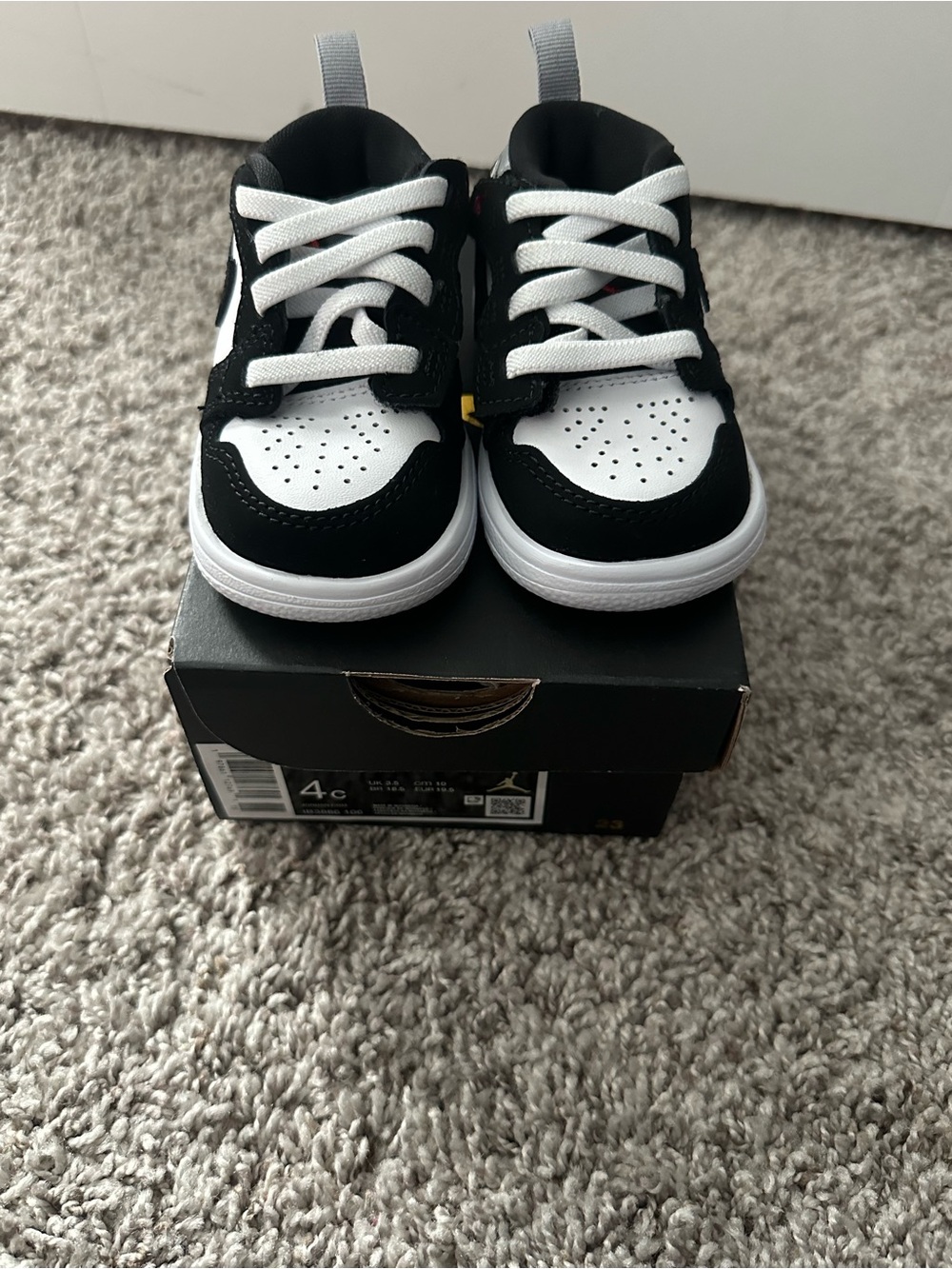 Jordan Kids Black and White Low-Top Sneakers